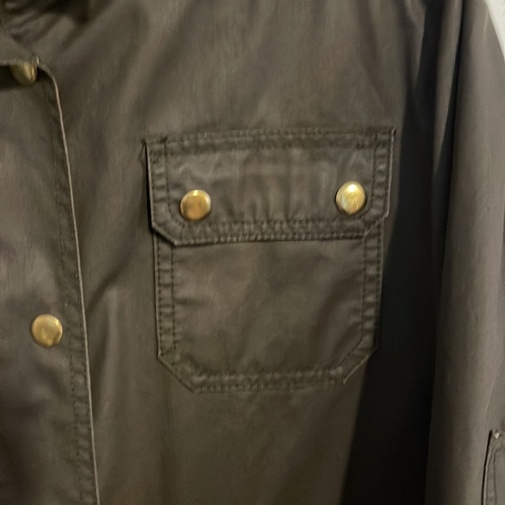 J Crew Field Jacket, XL, olive w/gold snaps & hidden zipper, good used condition - Picture 4 of 16